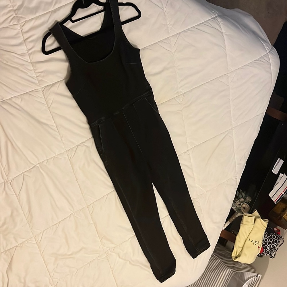 Free People Black Denim Coveralls
